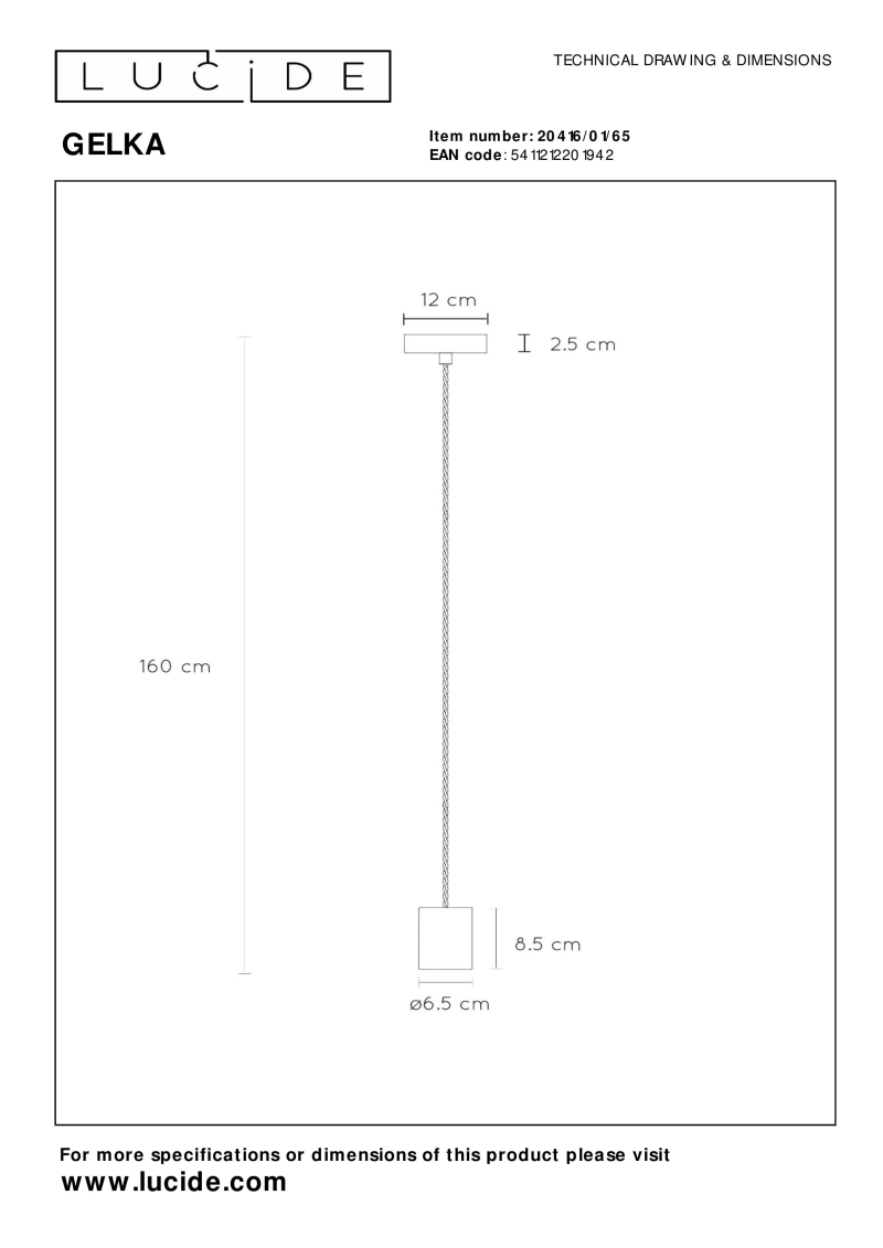 GELKA Pendant E27/40W Smoke glass